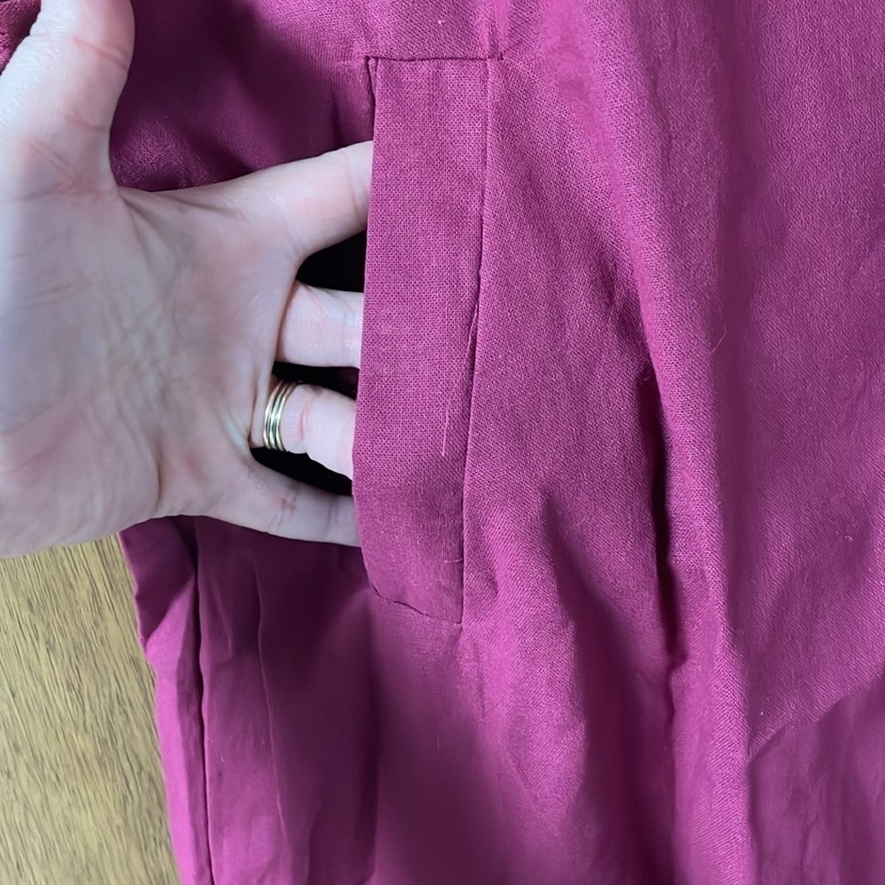 size 4X lightweight cranberry color jumpsuit with pockets - Picture 2 of 5